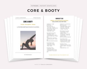 Programa de entrenamiento con peso corporal de 4 semanas para fortalecer el abdomen y los glúteos (descarga instantánea en PDF)