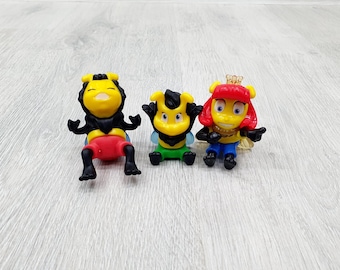 Vintage Lot of 3   Kinder Surprise Maxi Funny Bee  action figure 2.5"  figurine collectible toys kids gift Cake Topper