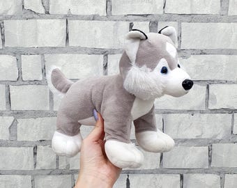 Peluche de perro husky vintage de 8,5 pulgadas, coleccionable, de lobo, para bebé, regalo para hermana y niño.