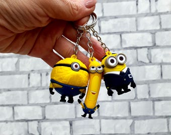 Zestaw 3 zabytkowych breloków z postaciami Minionków z filmu Despicable Me, Supermel Superjerry Dave, 1,5 sztuki, kolekcjonerska zabawka dla dzieci