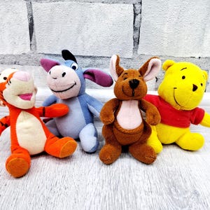Vintage  LOT OF 4  Winnie The Pooh Rabbit RO Piglet Tigger Plush toys 4&quot;  mcdonalds toys collectible toy baby  kids Toy