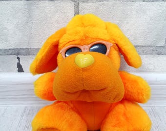 Vintage Stuffed Orange Dog With Glasses Plush Toys 6.5