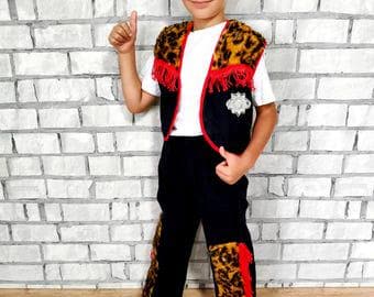 vintage 5T  kids boys sheriff party  Cowboy western carnival costume halloween   children cosplay