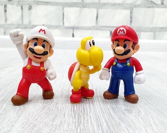 Lote de 3 juguetes de vinilo Super Mario de 2 pulgadas, figura de acción Super Mario Yoshi, regalo para niños, figura coleccionable de Super Mario, adorno para tarta, juguete para bebé para niños