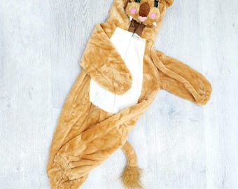 vintage 12-18 maanden leeuwenkostuum dierenkostuum halloween kostuum bodysuit leeuw kigurumi jumpsuit romper dieren onesie