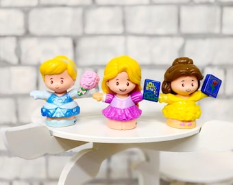 LOT OF 3 Little People Disney Princess Cinderella Belle Rapunzel toy Vintage 3" Little People figure collectible toy Cake Topper kids gift