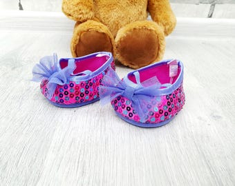 Vintage BAB Build A Bear Workshop Spielzeug Schuhe Stiefel Spielzeug Zubehör Teddybär Schuhe 4 "Puppenschuhe Teddybär Kleidung Puppe Rosa Wohnungen