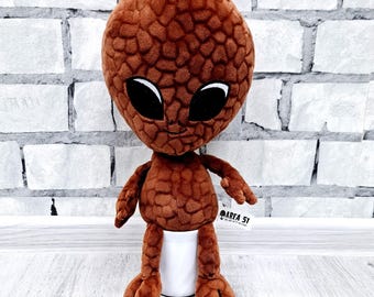 Peluche extraterrestre marrón de 14 pulgadas, vintage, de colección.