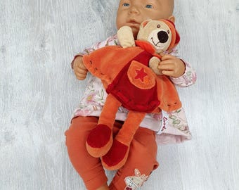 Vintage orange teddy bear  Comforter Blankets plush toys /10" kids Gift  baby toddler Toy