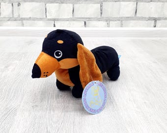 Vintage Stuffed dachshund dog Plush 11"  kids gift collectible Childrens  plush Animal Baby toy