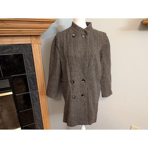 Tweed Herringbone Coat Womens - Etsy