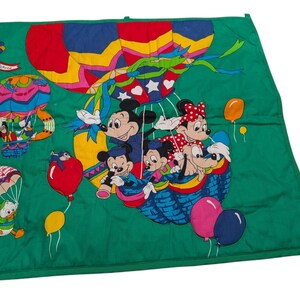 Vintage Disney Mickey Mouse & Friends Quilted Wall Hanging Hot Air Balloon Green image 5