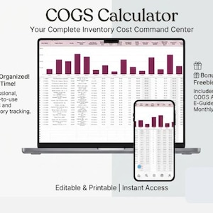 Cost of Goods Sold Calculator | COGS Spreadsheet | Pricing Calculator | Profit Margin Tracker | Google Sheets Template | Small Business