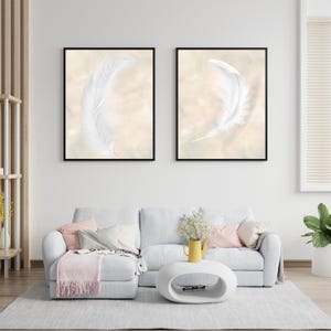 White feathers wall art minimal wall art simple and aesthetic beautiful wall art digital download.