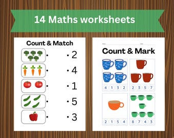 Homeschooling maths worksheet, preschool kindergarteners, back to school, printable digital download