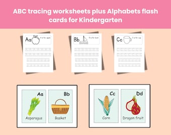 Kindergarten ABC Tracing Worksheets | Alphabet Flashcards (Digital Download)