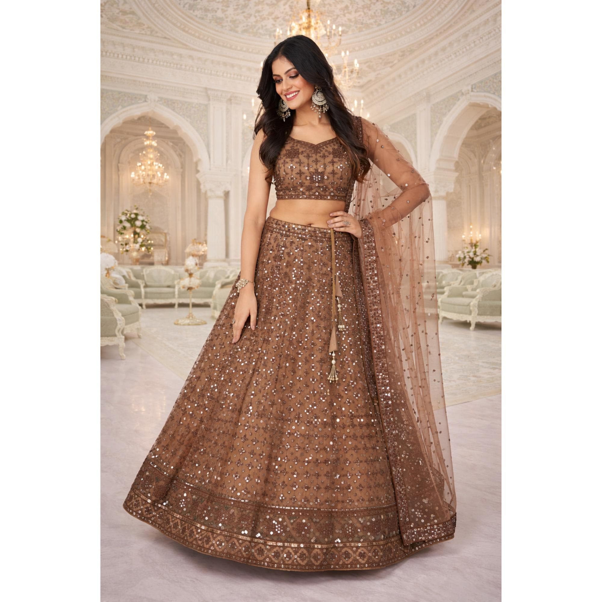 brown ethnic dress Brown Ethnic Motifs Zari Midi Dress Inddus.in