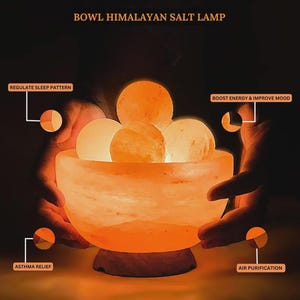 Himalayan Pink Salt Lamp with Massage Balls | Natural Salt Stone Lamp handmade | Night Lamp & Decor Gift | Himalayan Crystal Salt Lamp