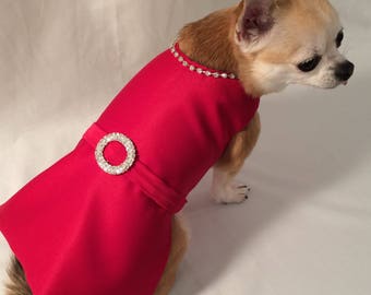 Red satin dog dress, bridesmaid dog dress, flower girl  dog dress,