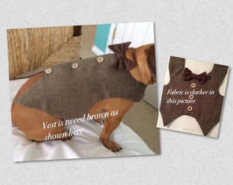 Custom dog vest, Grooms dog vest, Ringbearer dog vest, , Brown dog vest, wedding dog vest, custom wedding attire, Groomsman vest, ringbearer