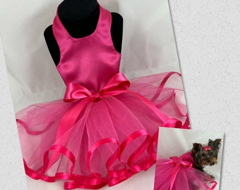 Hot Pink tutu Dress, Dog wedding dress, Bridal dog dress, Bridesmaid dog dress, flower girl dog dress, fancy custom made dog dress, Prom