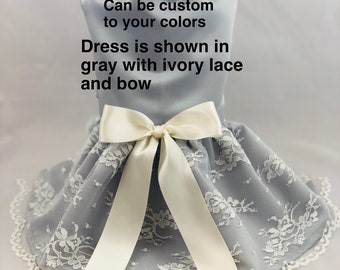 Dog gray wedding dress, read Personalization, dog dress, dog wedding dress, custom dog dress, dog Easter dress, dog formal dress