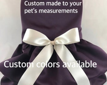 Plum dog wedding dress, wedding attire, bridesmaid dress, bride dog dress, bridesmaid dog dress, wedding dog dress, custom fit dog dress