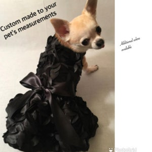 Black Custom dog dress, Black rosette dog dress,  New Year’s Eve dress, formal dog dress, dog wedding dress, Christmas dog dress