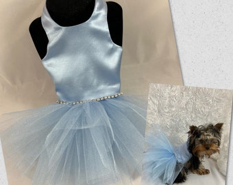 Something Blue wedding dog dress, fancy tutu dog dress, blue wedding dress, Bride dog dress, Flowergirl  dog dress, Maid of honor dog dress