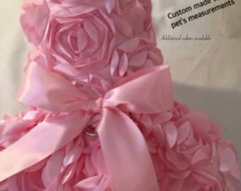 Pink rosette dog dress, dog wedding dress, bridesmaid dress, flower girl dog dress, Birthday dress,Christmas dog dress, Easter dog dress,