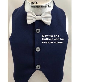 Navy custom dog wedding vest, Wedding Attire for dogs and pets, Custom made dog vest, tuxedo vest