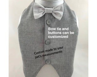 Wedding dog vest, Groomsman dog vest, ringbearer dog vest, Gray dog vest, Wedding attire. Groom dog vest