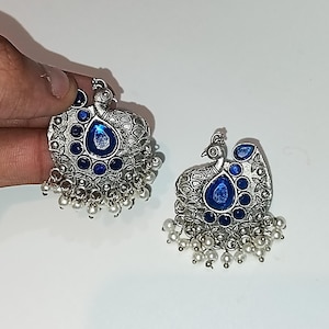 Oxidized earring oxidized jhumka jewelry/indian/boho oxidized indian jewelry/afgani/navratri diwali german silver festival red green punjabi