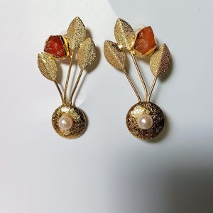 Carnelian Earrings - Real Gemstone Elegant Stone Earrings - Brass, Copper Hypoallergenic Hooks - Affirmation Jewelry, Gifts for Her