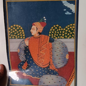 Rajasthani Miniature Painting | Indian Mughal Royal Portrait Art | Ethnic Wall Decor | Unframed Artwork | Collectible Home Decor