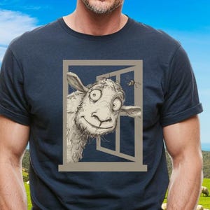 Curious Sheep Organic Cotton Tshirt nosey neighbour peeping sheep funny tshirt unisex and comfort fit, sheep tshirt gift,sheep lover tshirt