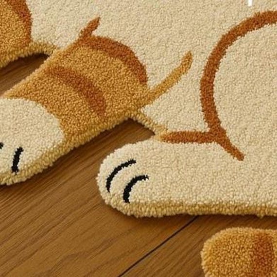 猫柄ラグ｜タフテッドラグ｜子供部屋、保育園、ペット愛好家向けの