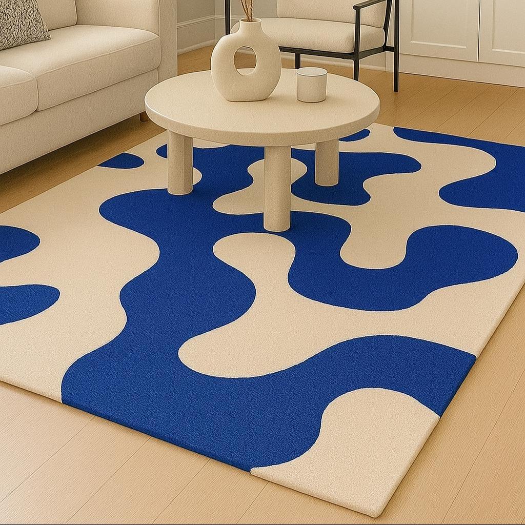 Shpe Rugs Modern Deep Blue Irregular Shape Hand Tufted 6x9 Kids Room Rug, 9x12 ...