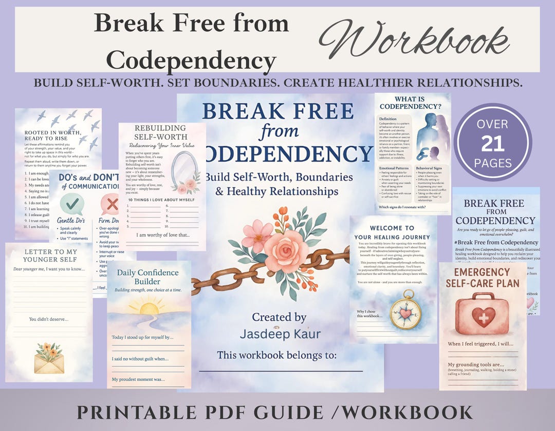 Codependency Workbook Printable PDF, Boundaries & Self Worth Journal ...