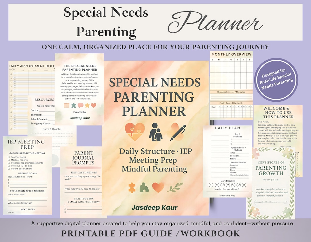 Special Needs Parenting Planner PDF | Autism ADHD IEP Planner ...