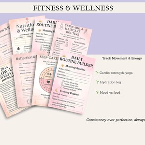 Glow up mindset and lifestyle journal for 2026 created to guide daily routines, self care planning, wellness tracking, fitness habits, beauty routines, financial awareness, and reflection. This digital PDF journal helps users stay consistent, organized, and confident while aligning lifestyle habits with personal growth goals.