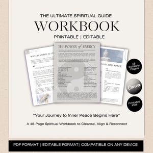 Spiritual Workbook for Inner Healing & Energy Cleansing | Chakra, Aura, Ritual Bath Guide | Mind Body Soul Wellness PDF Download | Editable