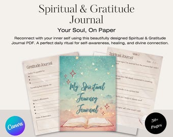 Diario de gratitud y espiritualidad imprimible / Diario de reflexión diaria y del alma / PDF para sanación, meditación y autoconciencia