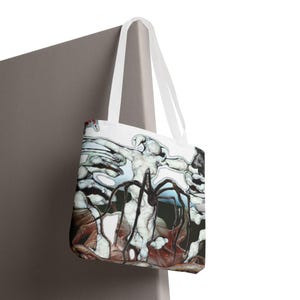 Artistic Tote Bag, Unique Shopping Tote, Abstract Design Carryall, Eco-Friendly Beach Bag, Creative Art Gift