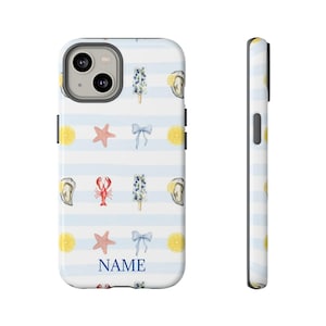 Personalized Coastal iPhone Case, Beach Vibes Phone Case with Name, Custom Ocean iPhone Cover, Tropical Aesthetic Gift for Her