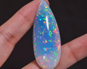 20 Ct Natural Ethiopian Fire Opal Play of Color Certified Pear Cut Loose Gemstone Untreated