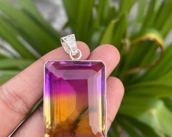 136 Ct Natural Tourmaline Pendant Multi-Color 925 Solid Silver Pendant Gemstone Emerald Cut