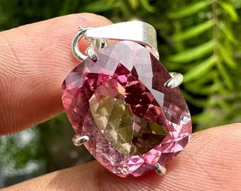Natural 25.45 Ct Padparadscha Sapphire Cushion Shape Gemstone 925 Solid Silver Pendant