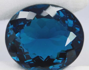 99 Ct+ Natural Brazilian Blue Topaz Oval Cut Certified Loose Gemstone AAA