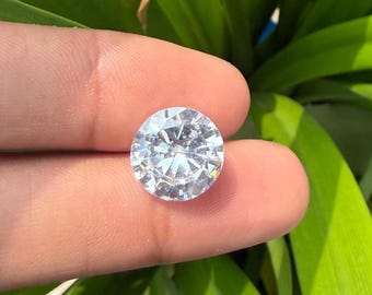 10 Ct Natural Certified Round Cut Cambodian White Zircon Loose Gemstone
